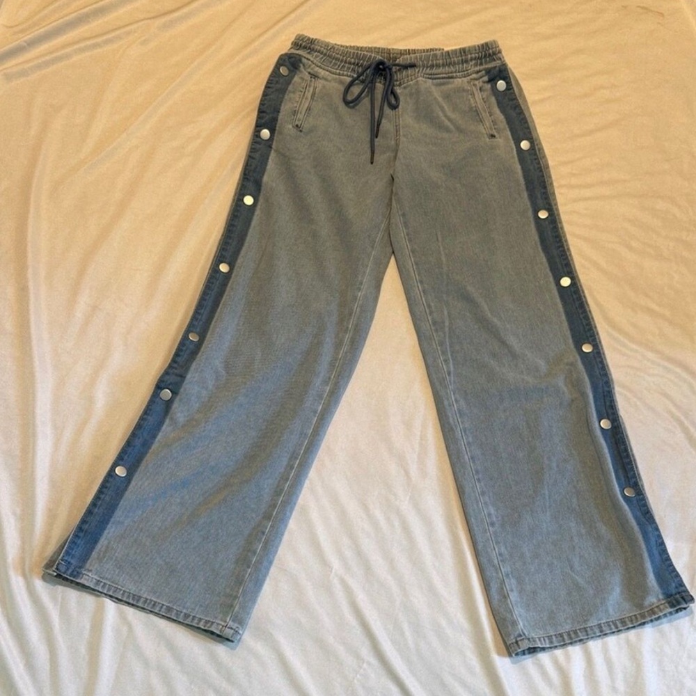 Austin Landing Women’s Two Tone Blue Wide-Leg Tear Athletic Pants NWT 5